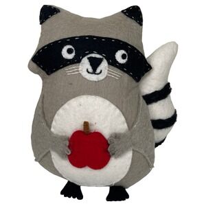 DZi Woolies‎ Nepal Wool Raccoon Plush Pillow Handmade Felt Artisan Crafted Decor
